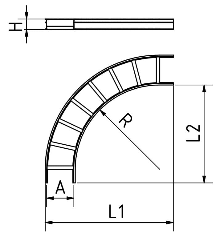 HYXAL Kabelleiter Bogen Aluminium RK 200 mm_1