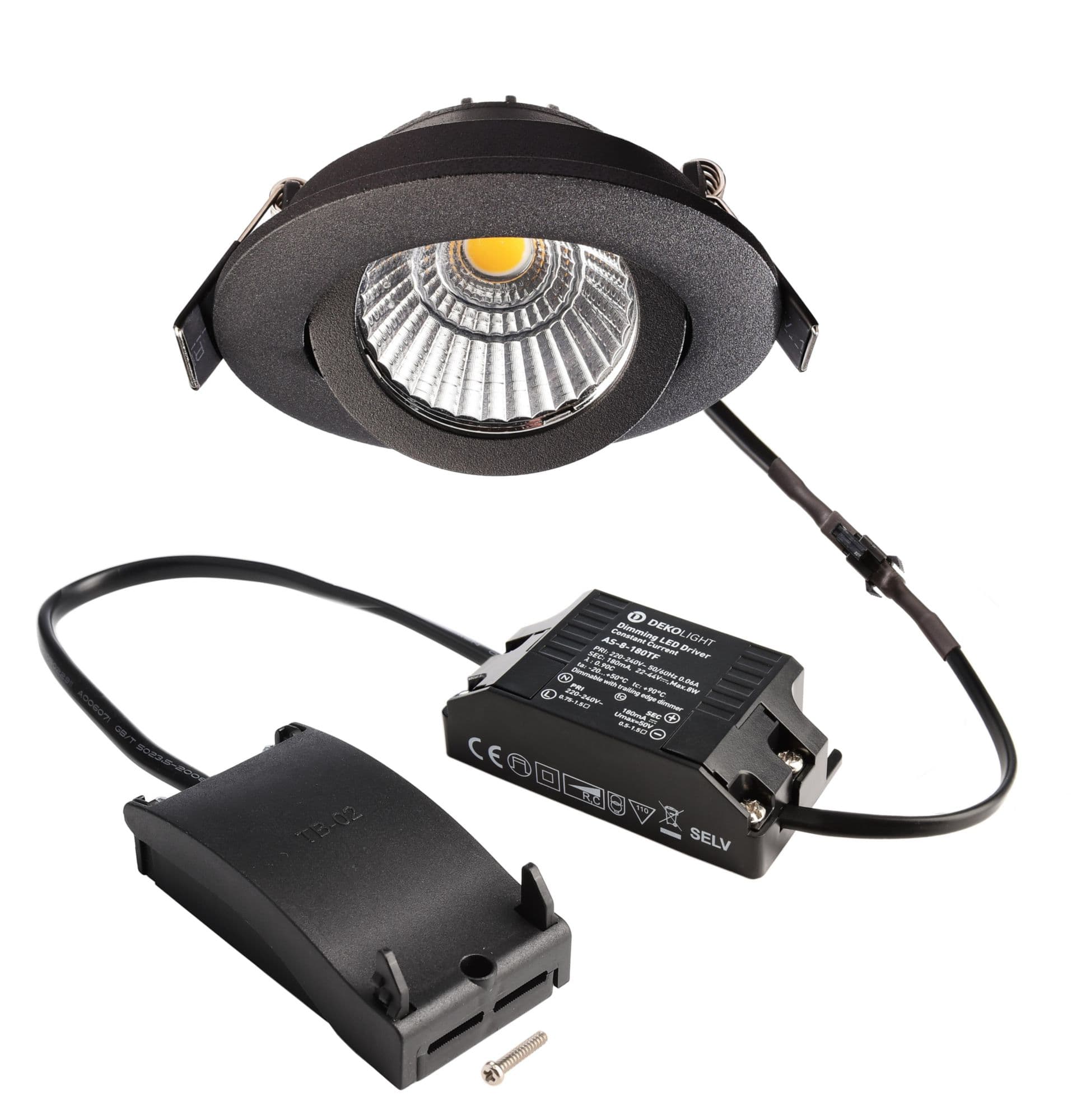 Einbaustrahler, Dione, 8,5 W, DTW, 1800-3000 K, Schwarz, 220-240 V/AC, 50 / 60 H