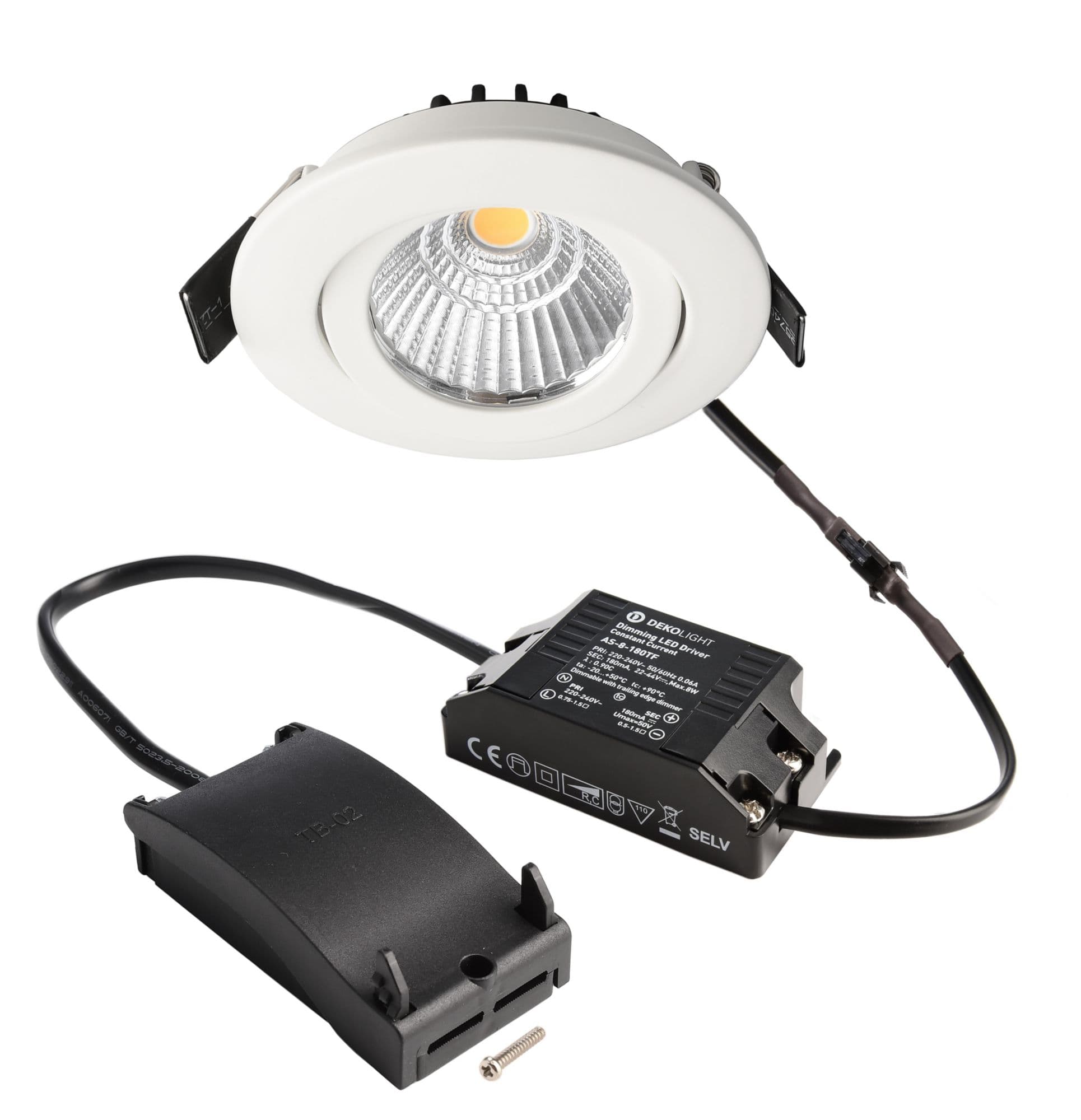 Einbaustrahler, Dione, 8,5 W, DIM, 2700 K, Weiß, 220-240 V/AC, 50 / 60 Hz, IP 20