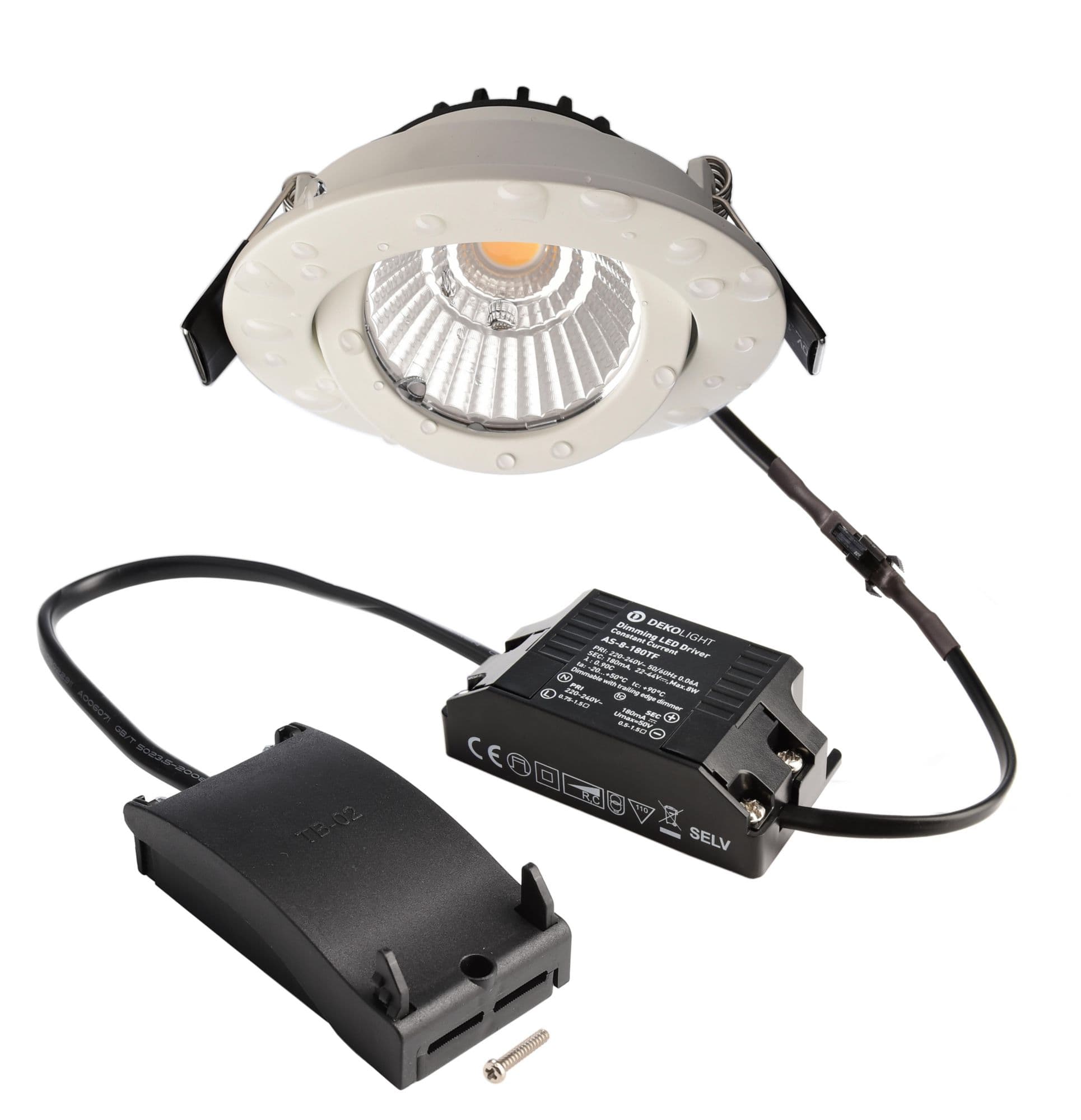 Einbaustrahler, Dione IP44, 8,5 W, DIM, 2700 K, Weiß, 220-240 V/AC, 50 / 60 Hz,