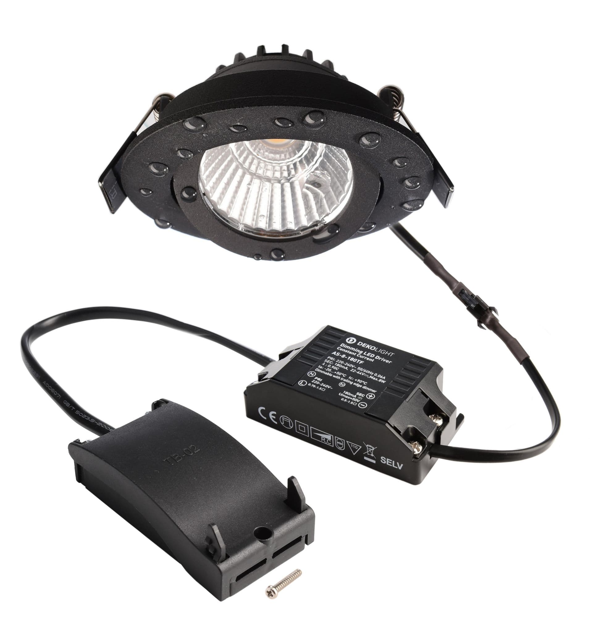 Einbaustrahler, Dione IP44, 8,5 W, DIM, 2700 K, Schwarz, 220-240 V/AC, 50 / 60 H