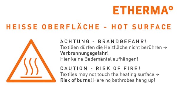 Aufkleber für LAVA Infrarotheizungen: Heiße Oberfläche