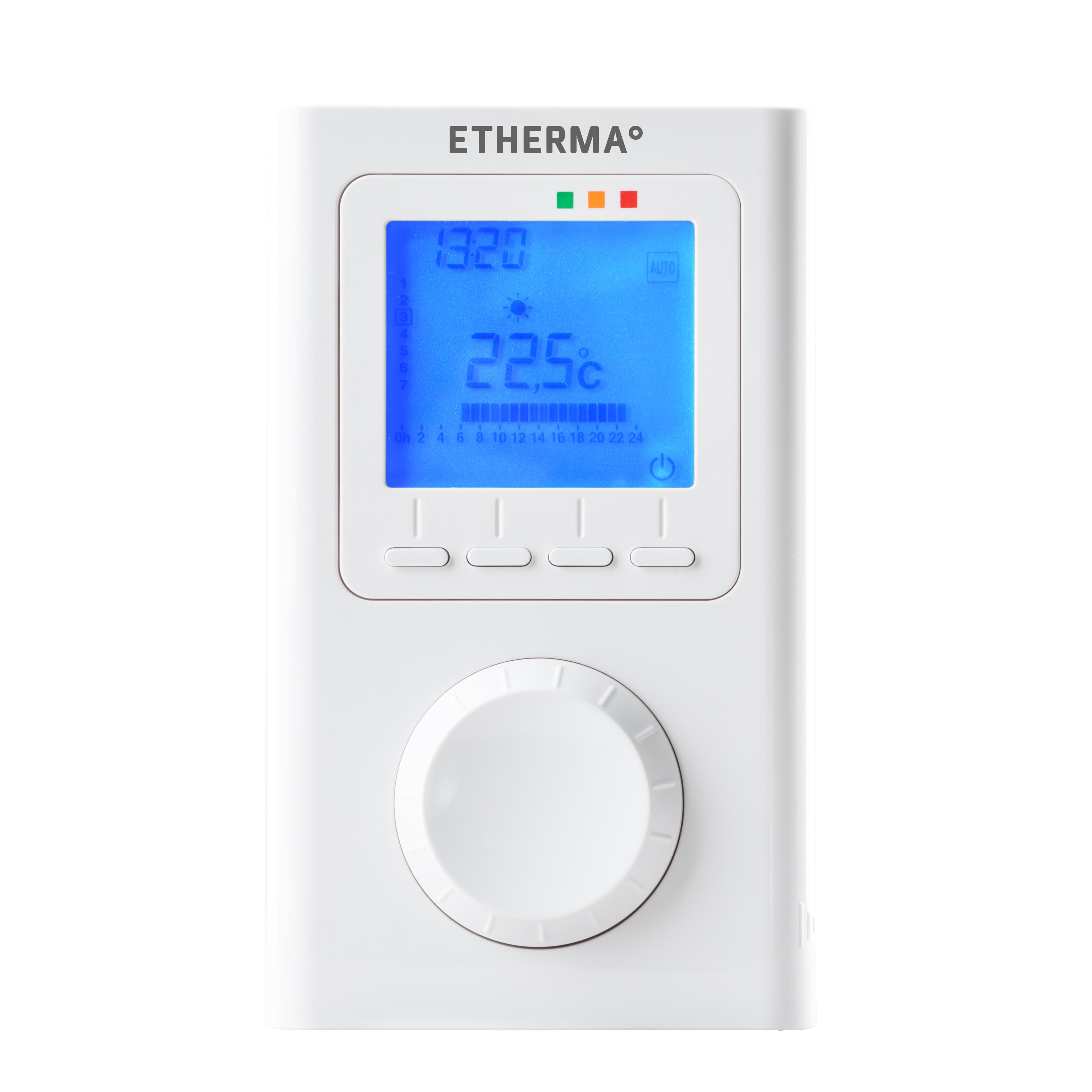 Funk-Raumthermostat mit Uhr, LCD-Anzeige und Wochenprogramm