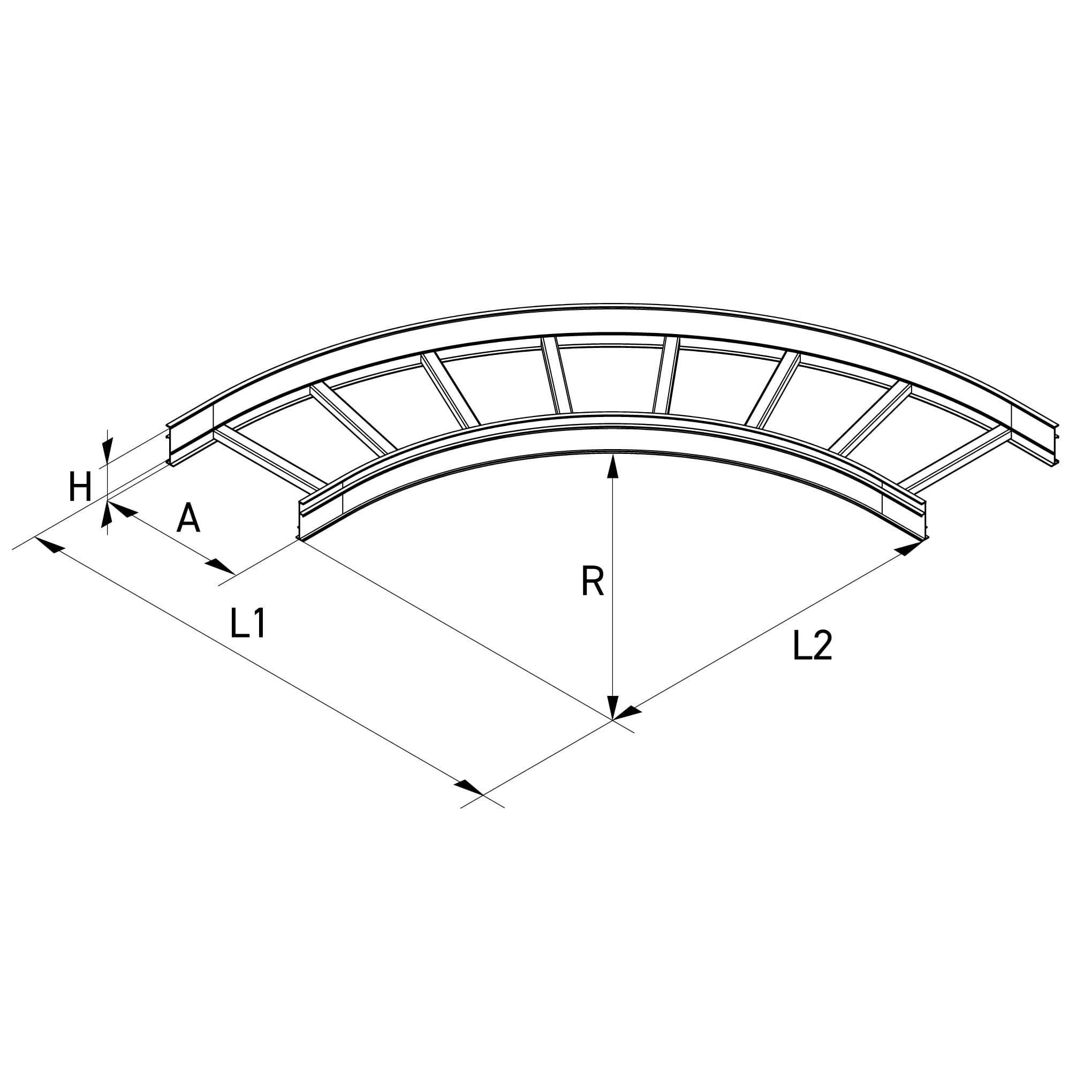 HYXAL Kabelleiter Bogen Aluminium RK 200 mm_2